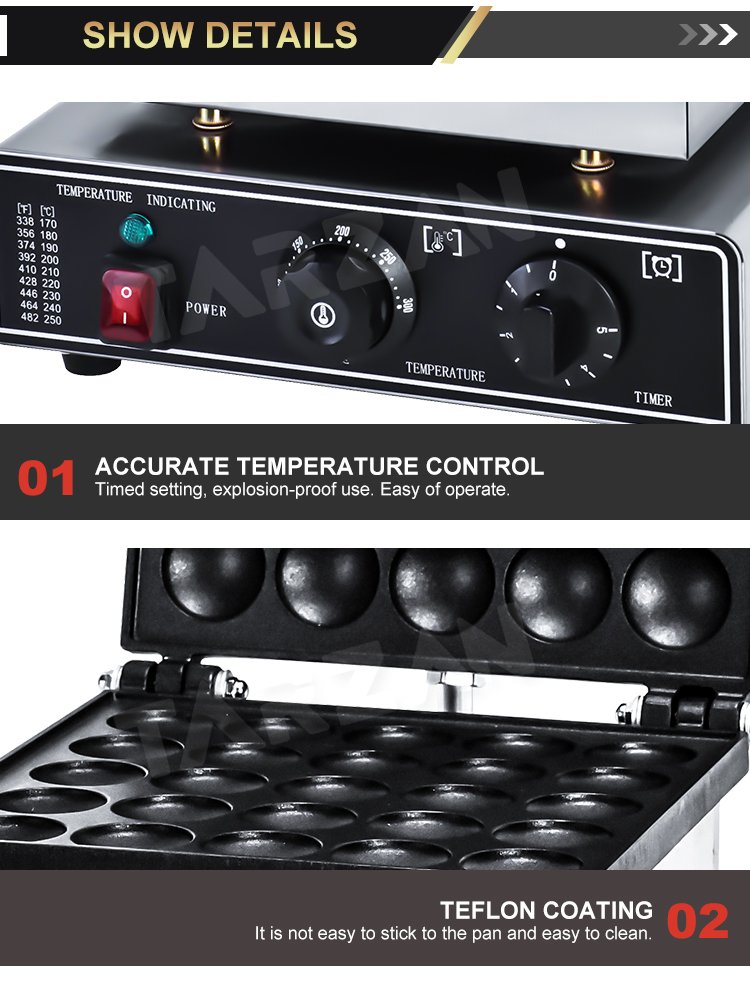 Detailed view of mechanical thermostat dial timer switch and non-stick Teflon coating