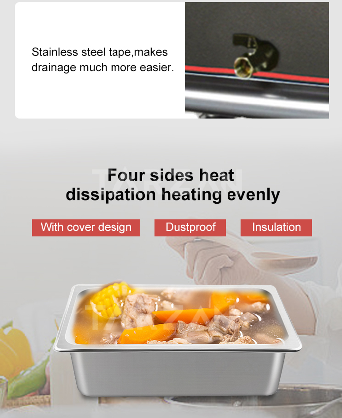 Front-mounted stainless steel drainage tap and four-sided thermal dissipation structure