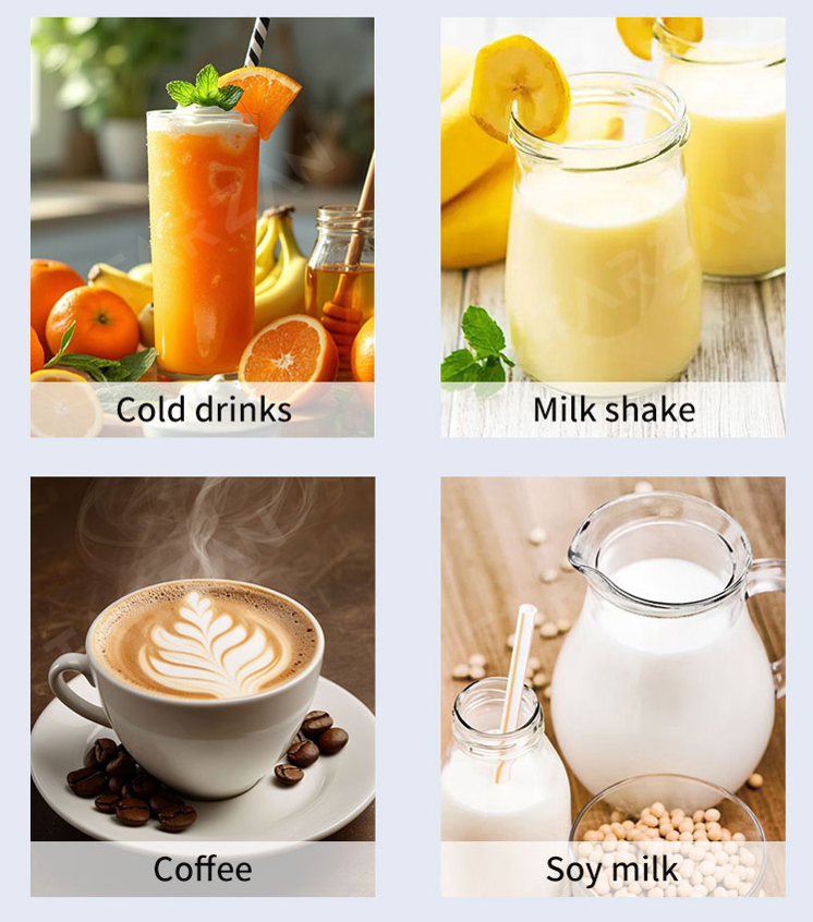 Dispensing applications for cold drinks milk shakes iced coffee and soy milk