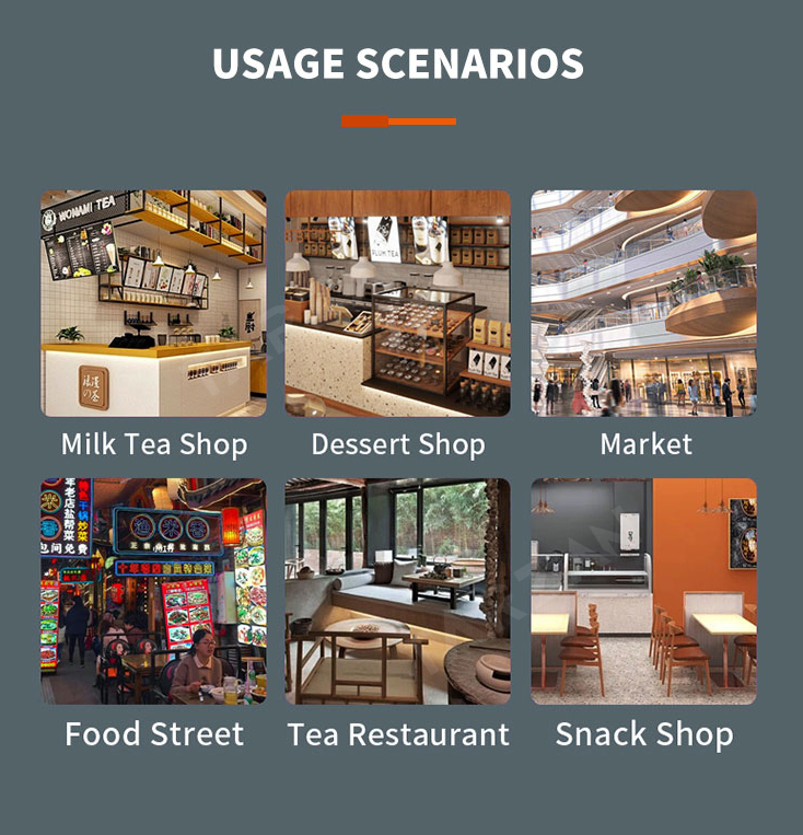 Commercial application scenarios in milk tea shops dessert bars markets and restaurants
