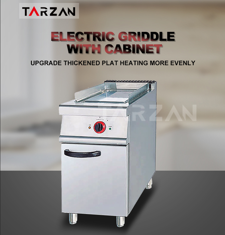 Commercial electric griddle TEG-876Z floor standing stainless steel flat top grill with cabinet base