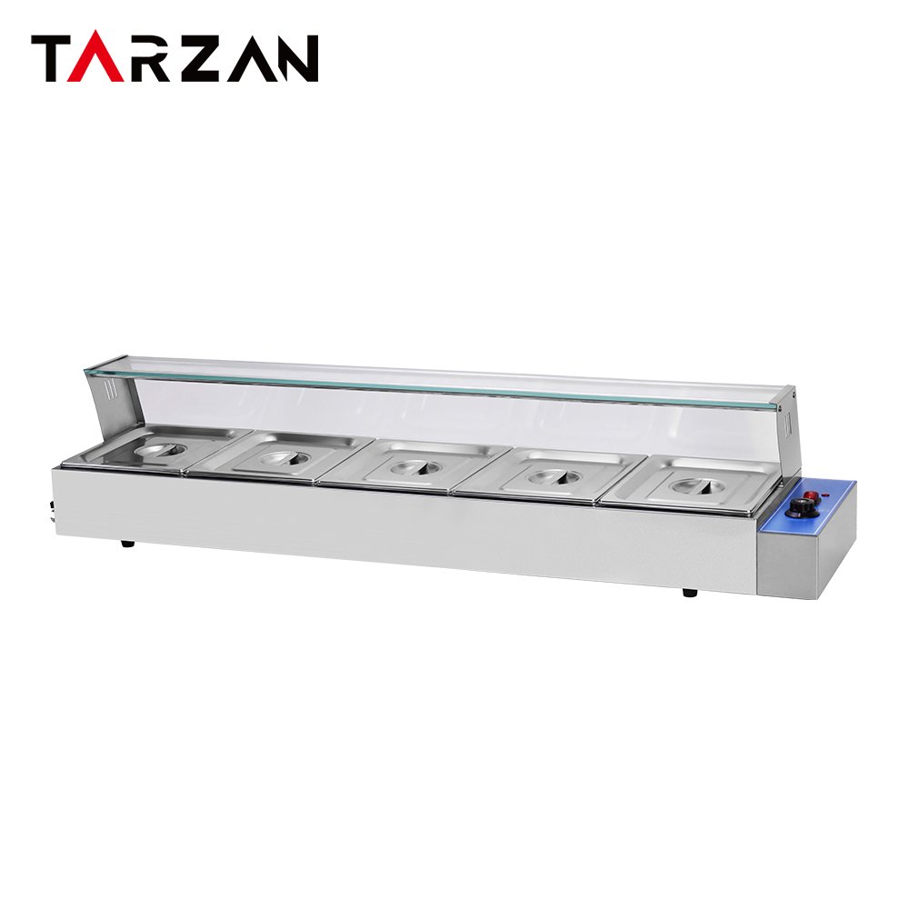 Countertop bain marie TBM-5 model featuring 5 stainless steel food pans