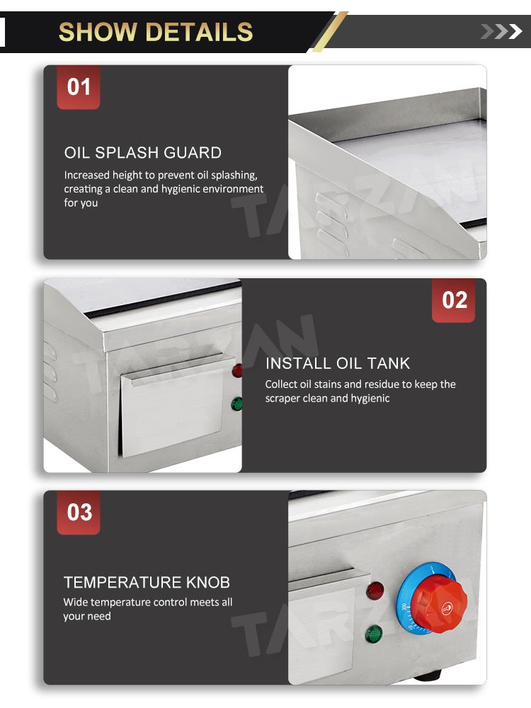 Commercial Electric Griddle TEG-300 Splash Guard and Oil Drain