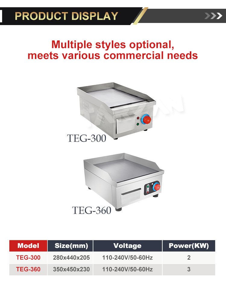 Commercial Electric Griddle TEG-300 Specifications and Dimensions