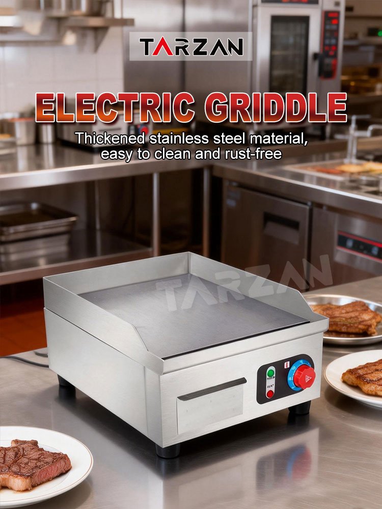 Commercial countertop griddle TEG-360 electric flat top breakfast grill in kitchen
