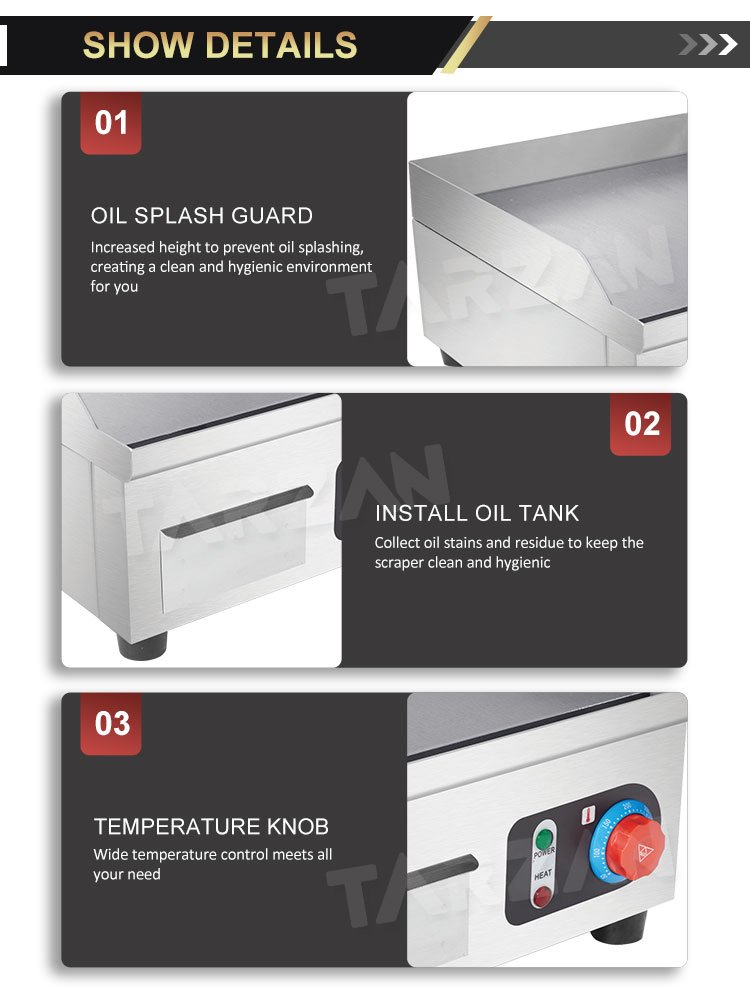 Commercial Griddle TEG-36 High Oil Splash Guard and Oil Tank