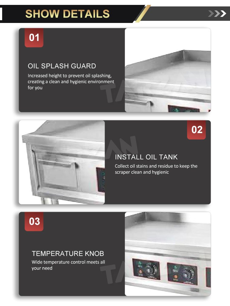 Commercial Electric Griddle TEG-48 Splash Guard and Oil Drain Tank