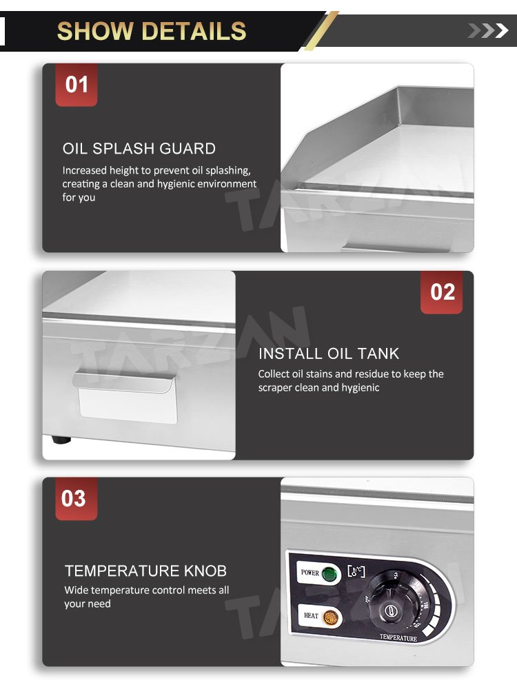 Commercial Electric Griddle TEG-818A Splash Guard and Oil Drain
