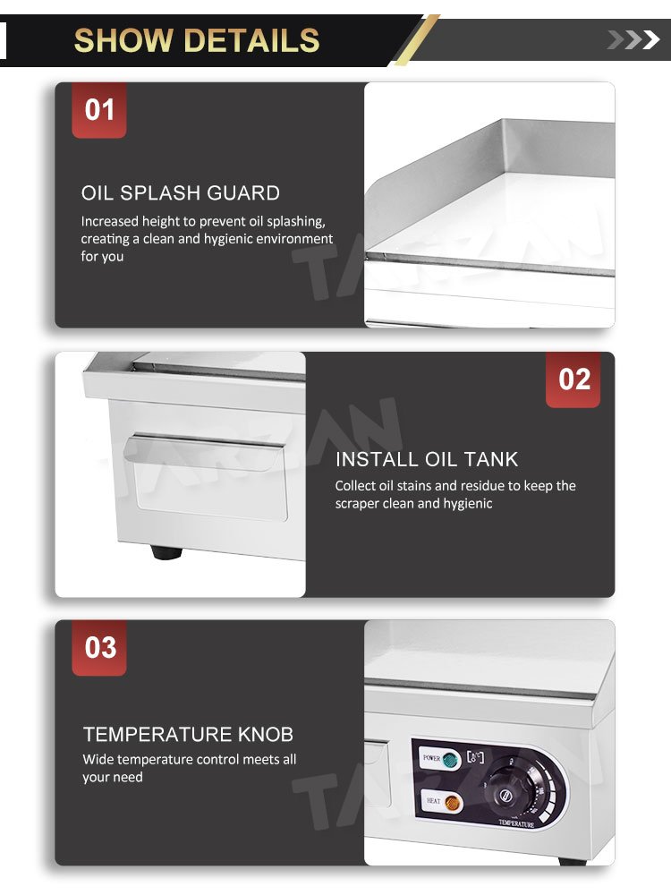 Commercial Electric Griddle TEG-818 Series Splash Guard and Oil Drain