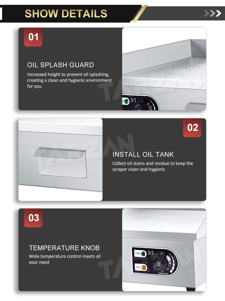 Commercial Electric Griddle TEG-820 Splash Guard and Oil Drain