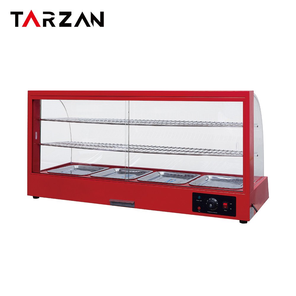 Rear view showing sliding glass doors temperature control dial and water box drawer