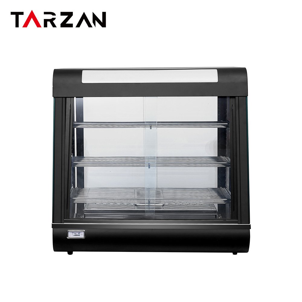 Commercial food warmer showcase TFW-60-2 black curved front 900mm heated display cabinet