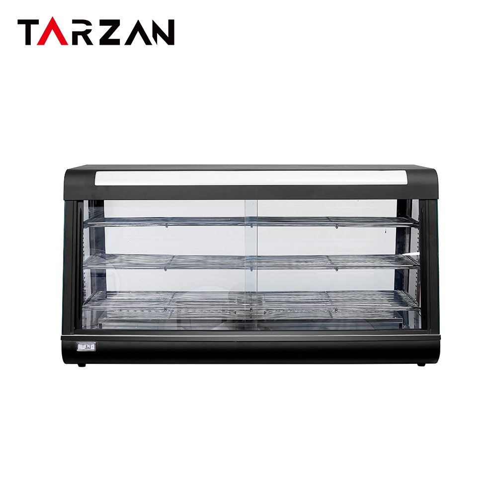 Commercial food warmer showcase TFW-60-3 black curved front 1200mm heated display cabinet