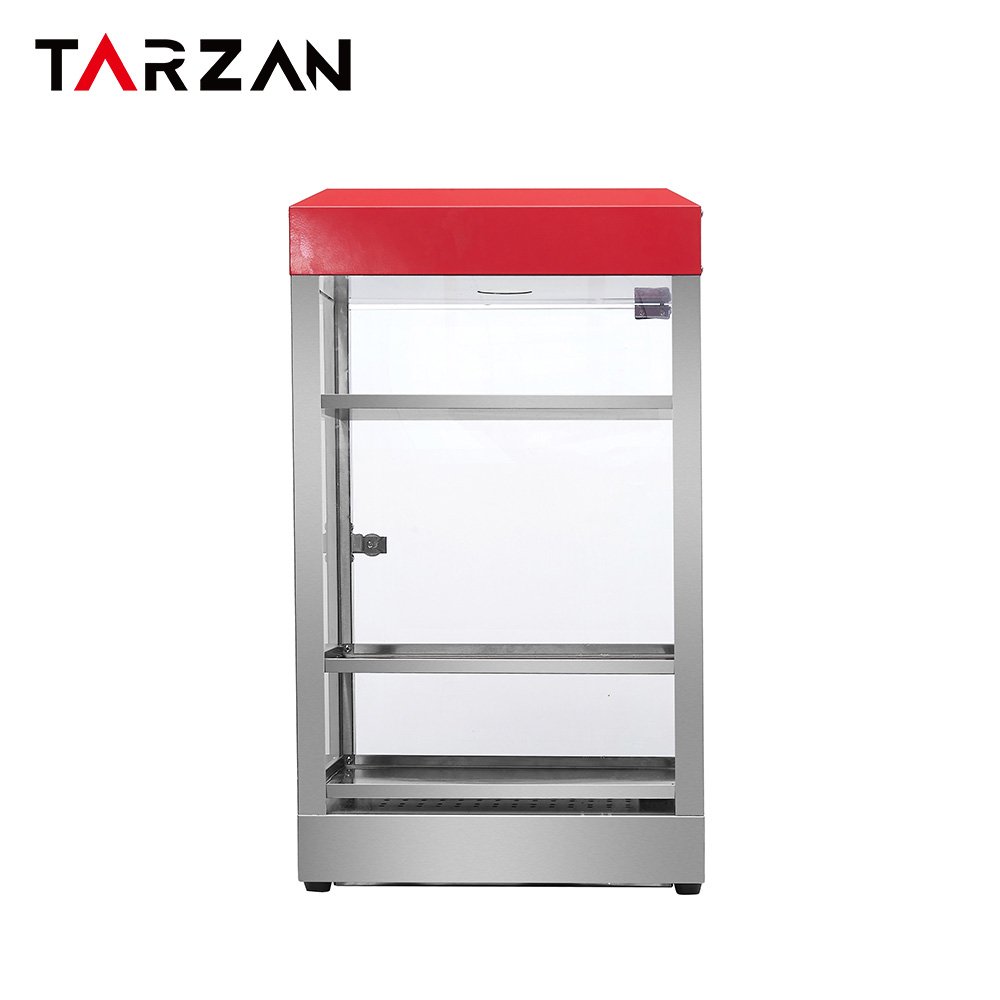 Rear elevation shot of TFW-735 display cabinet with red top casing