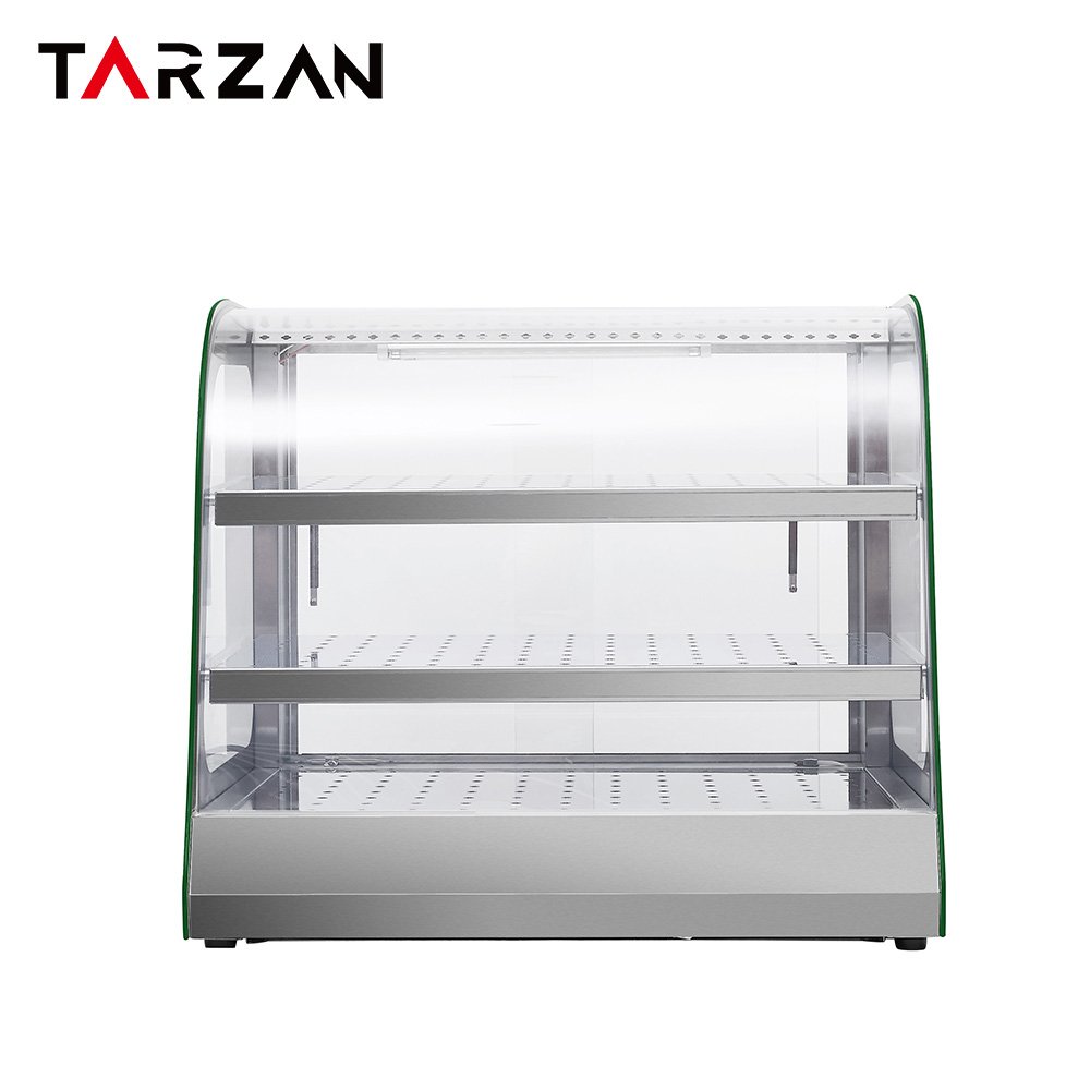 Commercial food warmer showcase TFW-802 countertop 3-tier curved glass display cabinet