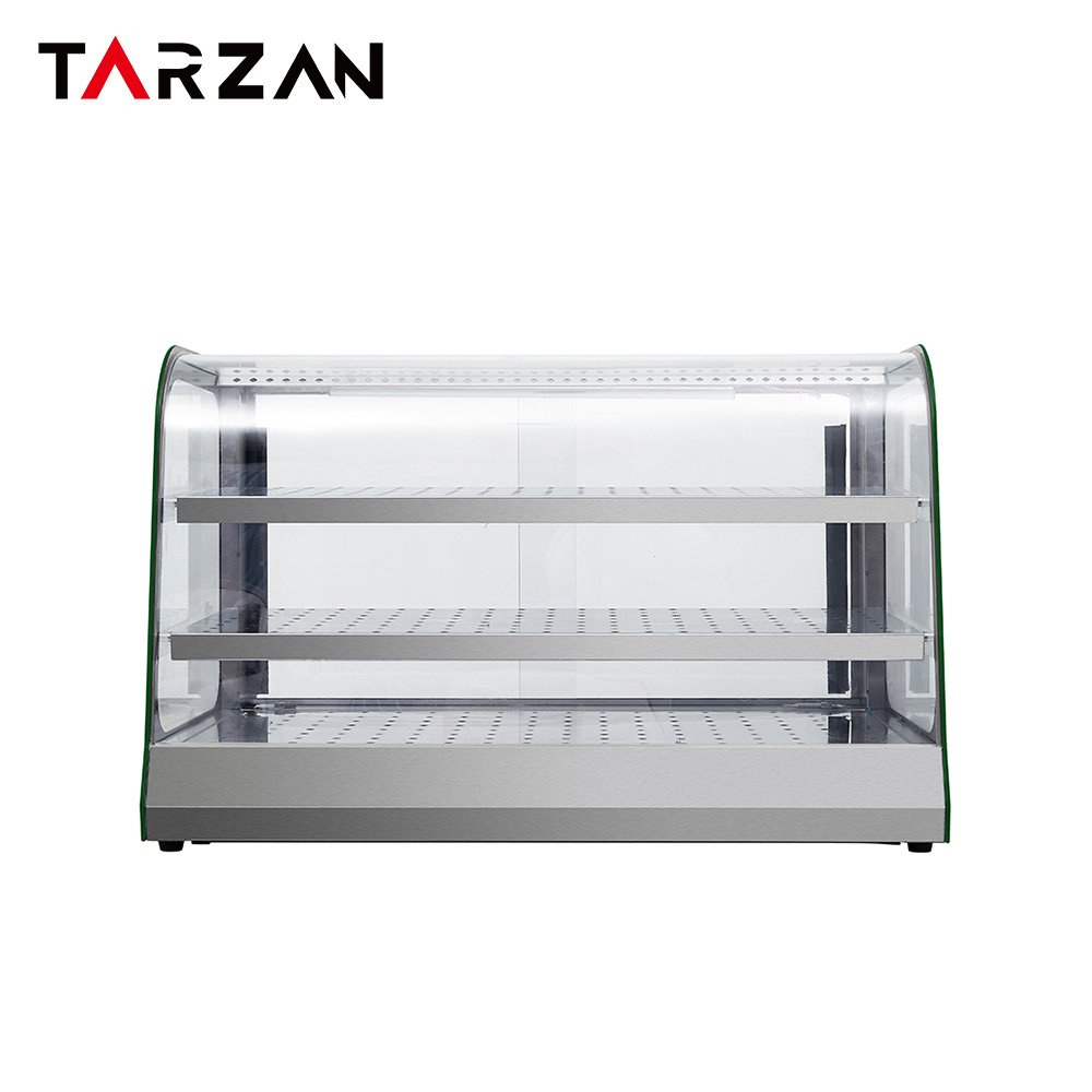Commercial food warmer showcase TFW-803 900mm 3-tier curved glass display cabinet