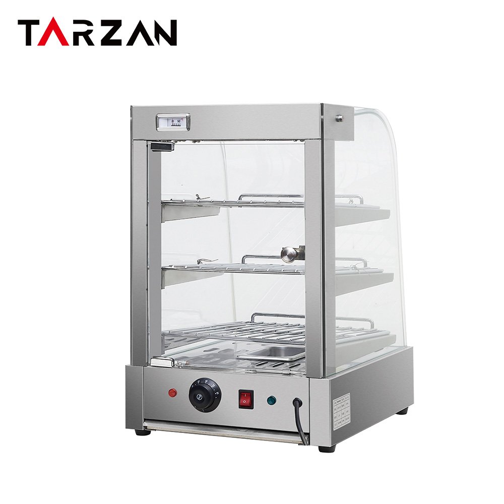 Rear view of TFW-861 warming showcase featuring control panel and thermometer