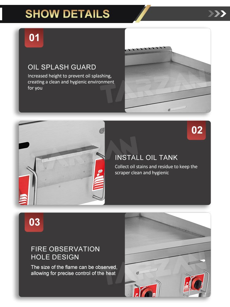 Commercial Gas Griddle TGG-36 Flame Observation Hole and Oil Tank