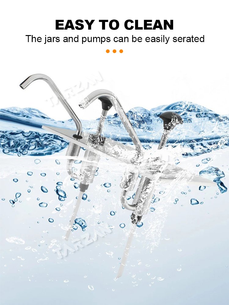 Detachable stainless steel pumps submerged in water for easy daily cleaning