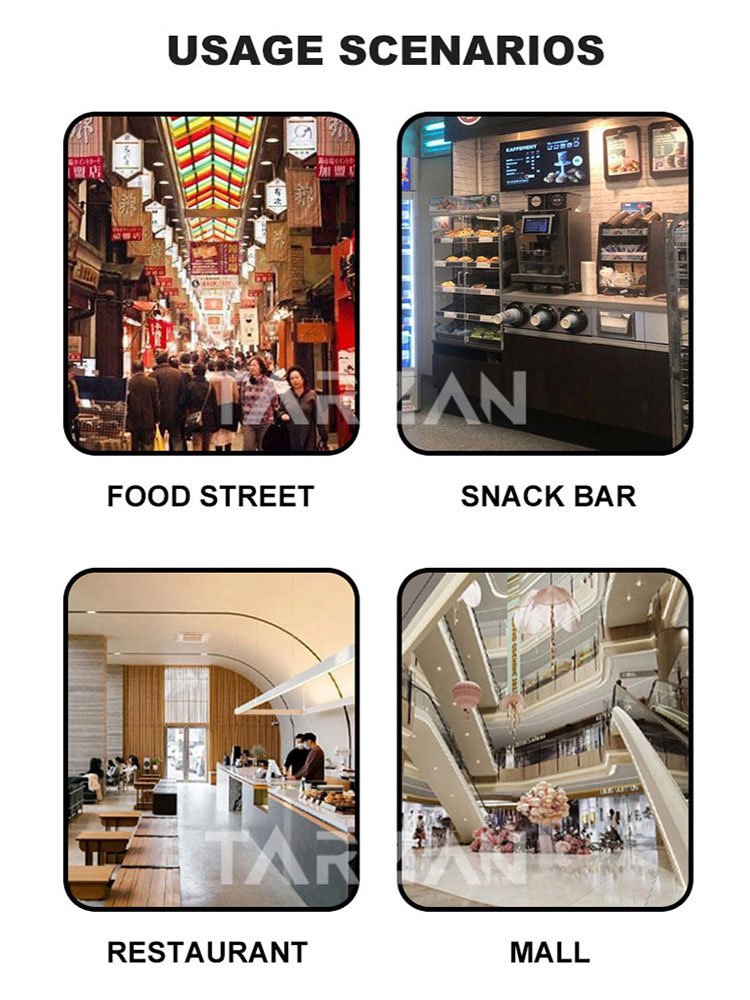 Commercial business application scenarios in food streets snack bars restaurants and shopping malls