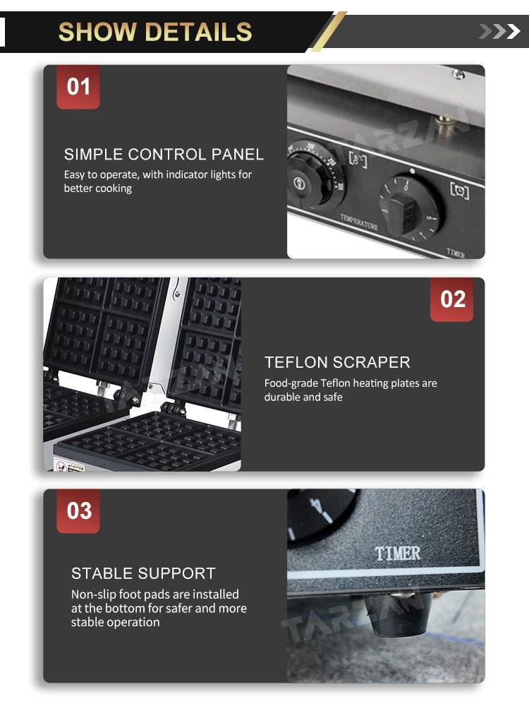 Detailed view of dual control panels independent thermostat knobs and non-stick baking grids