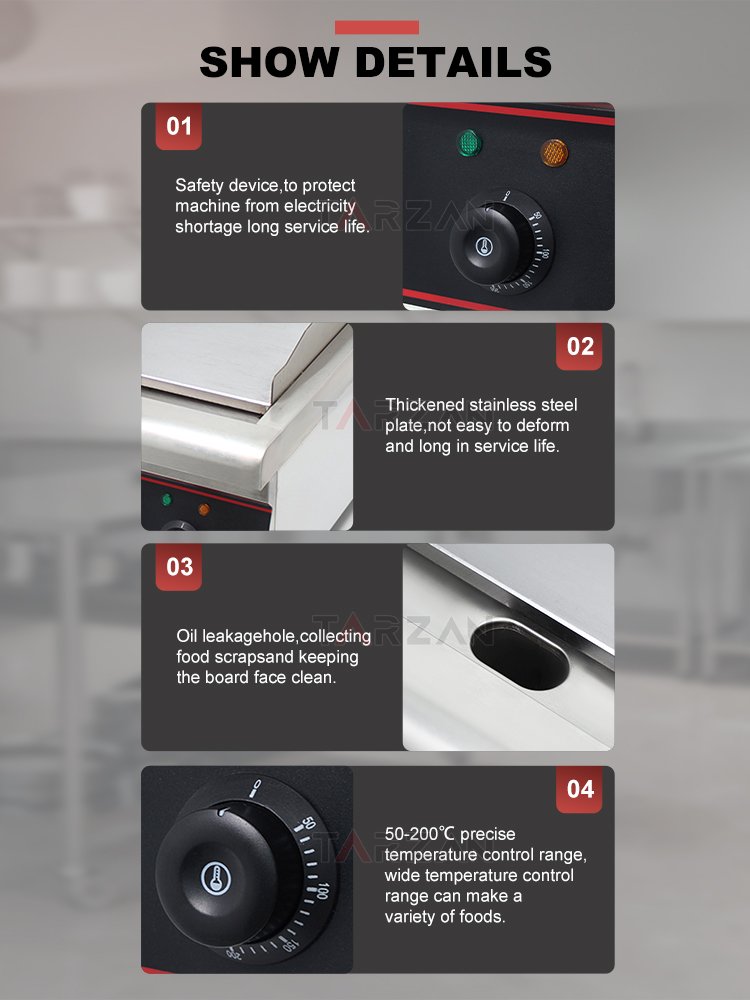 Commercial Griddle — From Tarzan, designed for high-volume food service operations.