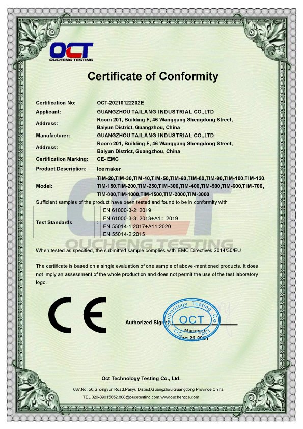 tarzan-commercial-ice-maker-ce-certificate