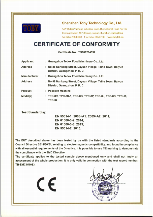 tarzan-commercial-popcorn-machine-ce-certificate