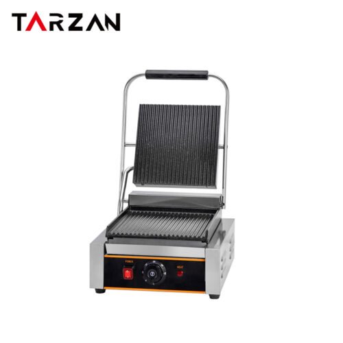 Panini Press For Cafe – Panini Press For Cafe With Ribbed Grooved Top And Bottom Plates product image