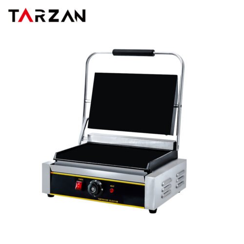 Panini Grill TEG-811EB – Single Contact Grill With Smooth Flat Top And Bottom Cast Iron Plates product image