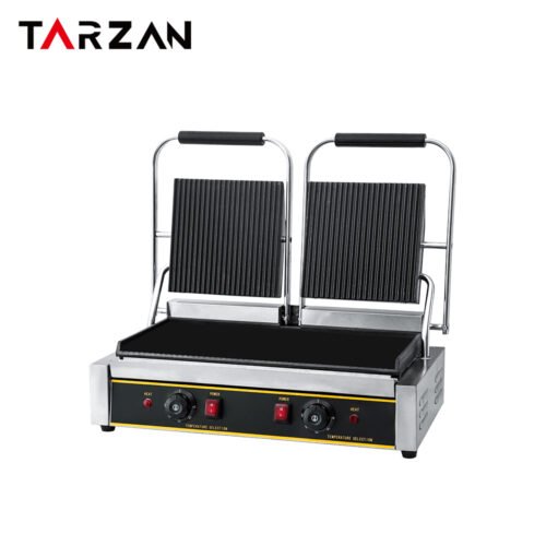 Panini Grill TEG-813A – Double Contact Grill Featuring Grooved Top Plates And Smooth Flat Bottom Plate product image
