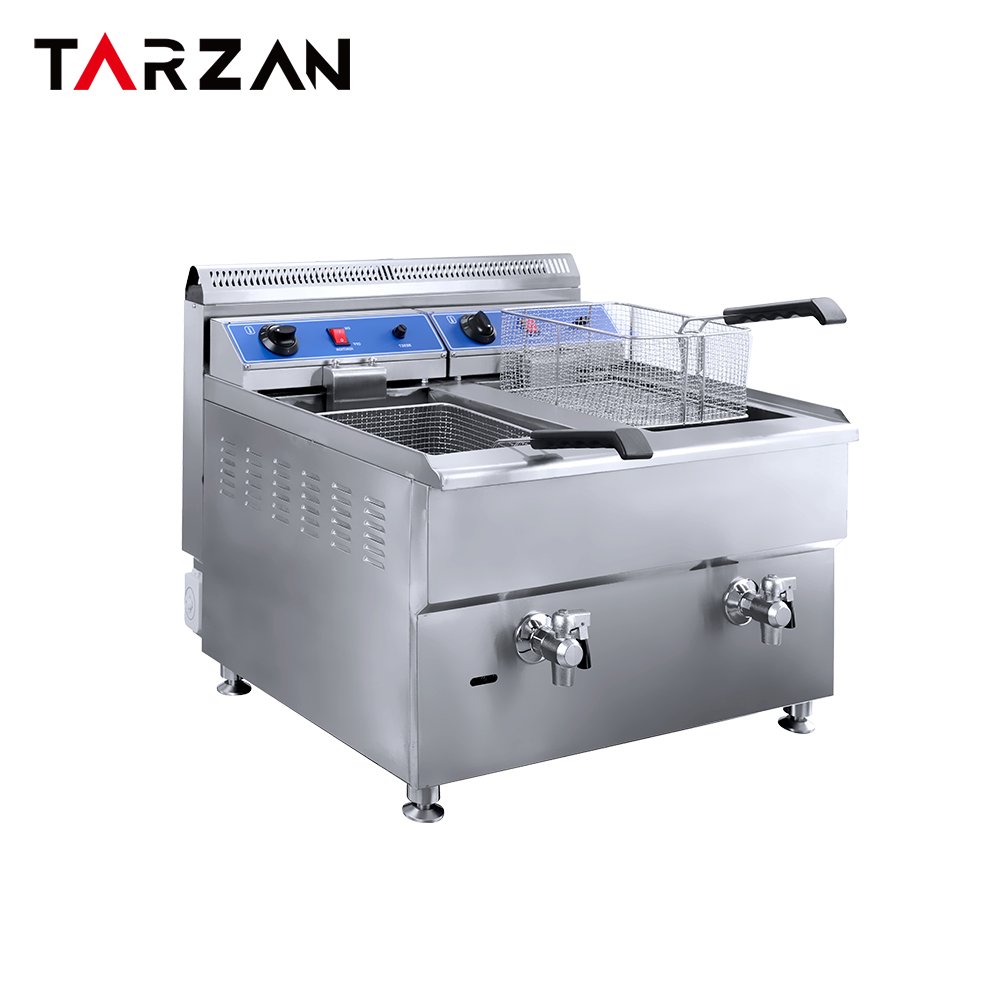 Commercial Deep Fryer TGF-182 – Dual-Tank Gas Deep Fryer With Drain Valves product image
