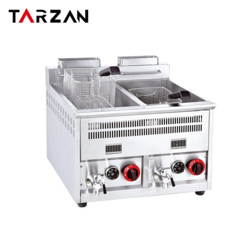 Gas Deep Fryer Commercial – Dual-Tank Gas Fryer With Drain Taps product image