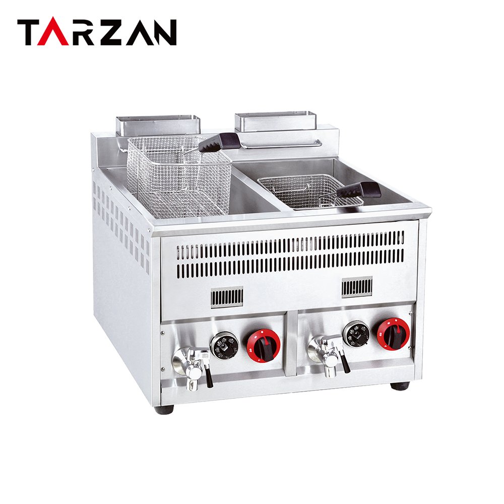 Gas Deep Fryer Commercial – Dual-Tank Gas Fryer With Drain Taps product image
