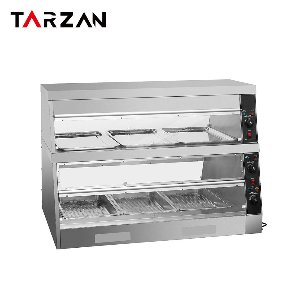 Commercial food warmer showcase TFW-2x3 1100mm 2-tier 6-tray electric heated display cabinet